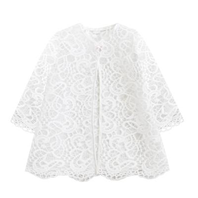 SPOLVERINO BABY C/MANICA LUNGA IN PIZZO MACRAME'100%POL-en