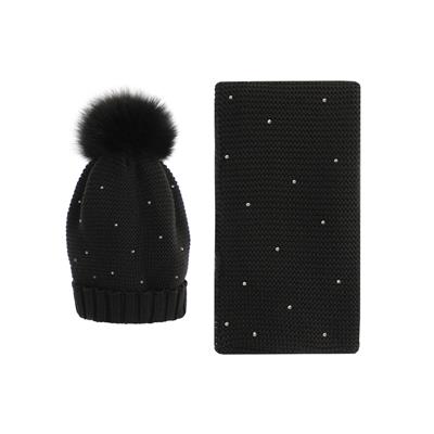 CAPPELLO+SCALDACOLLO BIMBA CON PON PON IN 50%LA.50%ACR.